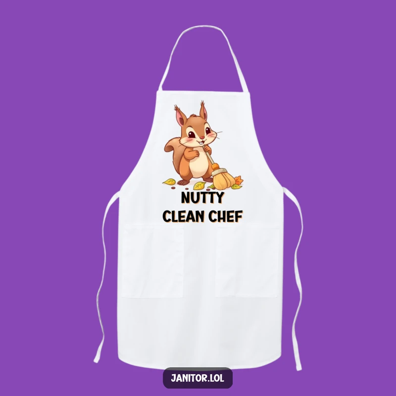 Funny Squirrel Sweeping Apron: Kitchen or Workshop Tidiness with Humor