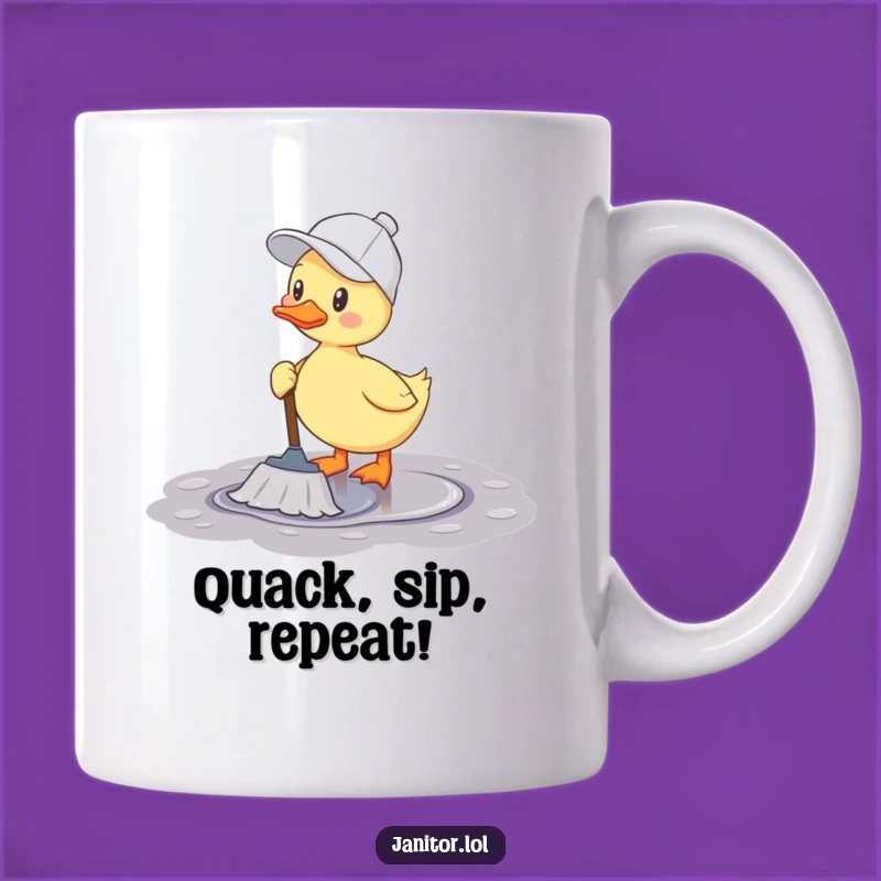 Funny Duck Mopping Mug: Cheerful Cleaning Humor Gift for Water Lovers