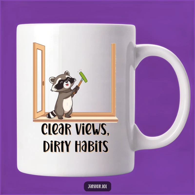 Funny Raccoon Window Cleaner Mug - Hilarious Cleaning Gift for Animal Lovers!