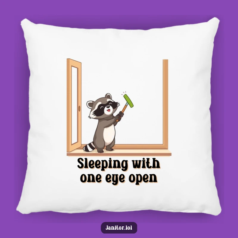 Funny Raccoon Window Polishing Pillow - Comfy & Hilarious Home Decor!