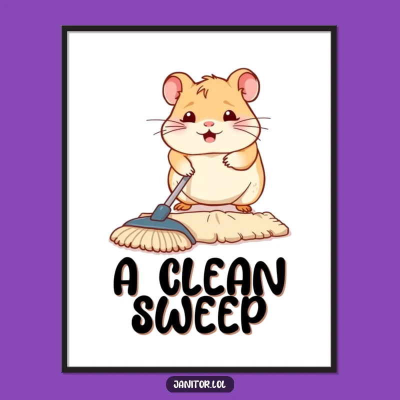 Funny Hamster Mopping Digital Art - Instant Hilarious Wall Decor!