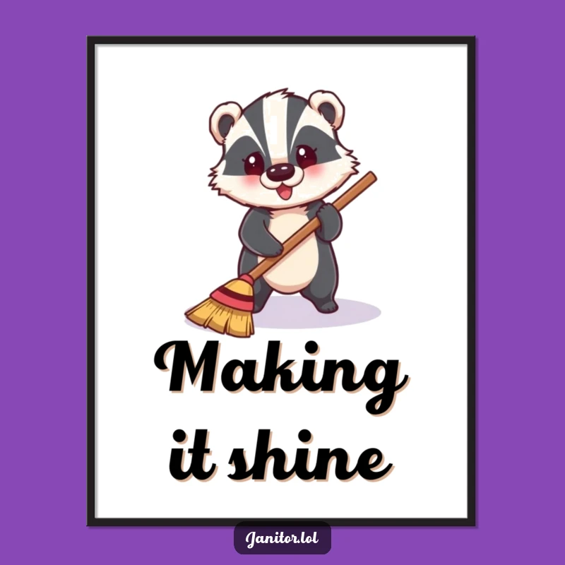 Funny Badger Floor Digital Art: Hilarious Cleaning Decor & Gift