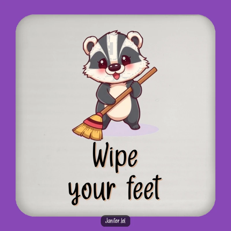 Funny Badger Sweeping Drink Coaster: Hilarious Table Protection & Gift