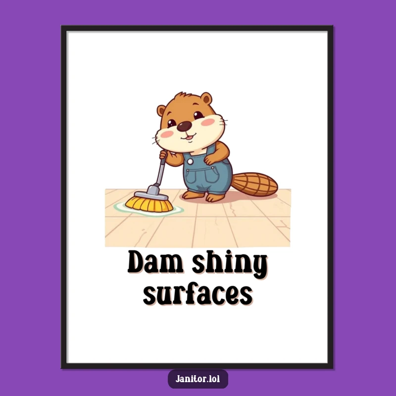 Funny Beaver Polishing Poster: Motivational Art with a Humorous Twist