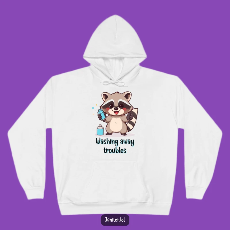 Funny Raccoon Cleaning Hoodie: Cozy Comfort for the Enthusiastic Cleaner