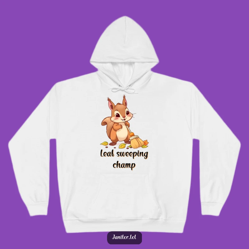 Funny Squirrel Sweeping Hoodie: Cozy Comfort for the Determined