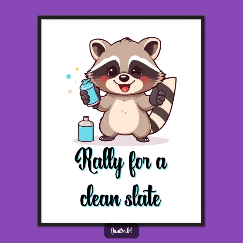 Free Printable Wall Art: Raccoon Spraying Shenanigans, Funny Downloadable Poster!