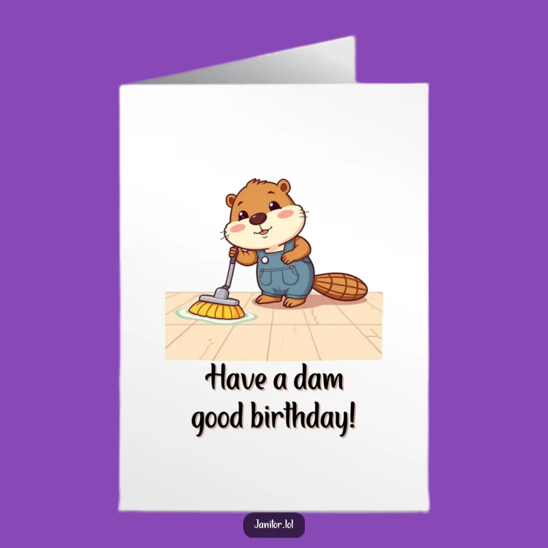 Free Printable Birthday Card: Busy Beaver Polishing Fun, Humorous Downloadable Gift!