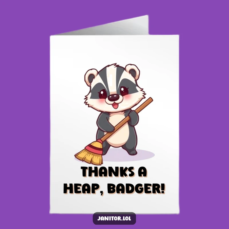 Free Printable Thank You Card: Badger's Helpful Sweep - Grateful Thanks