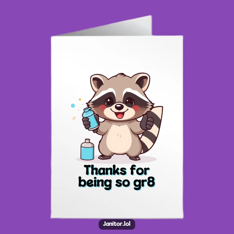 Free Printable Thank You Card: Raccoon Spraying Thanks, Humorous Downloadable Gift!