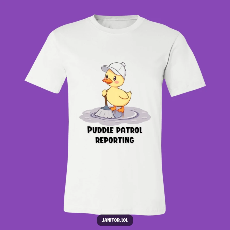 Funny Duck Mopping T-Shirt: Splashy Humor for a Clean Sweep