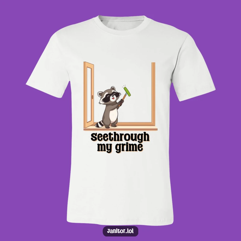 Funny Raccoon Window Washer T-Shirt - Hilarious Critter Apparel for Laughs!