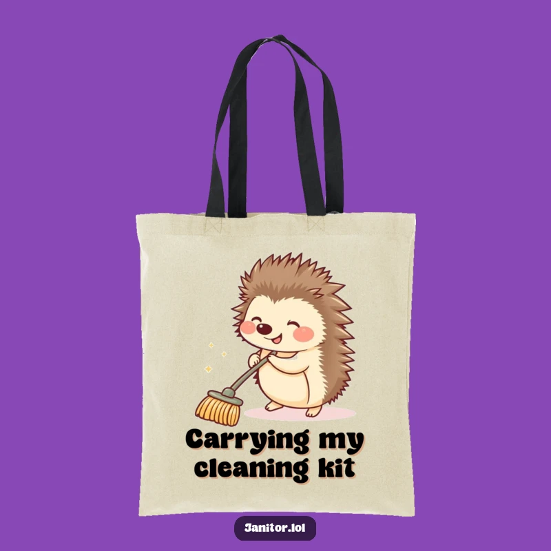 Funny Hedgehog Cleaning Tote Bag - Carry Your Essentials Hilariously!